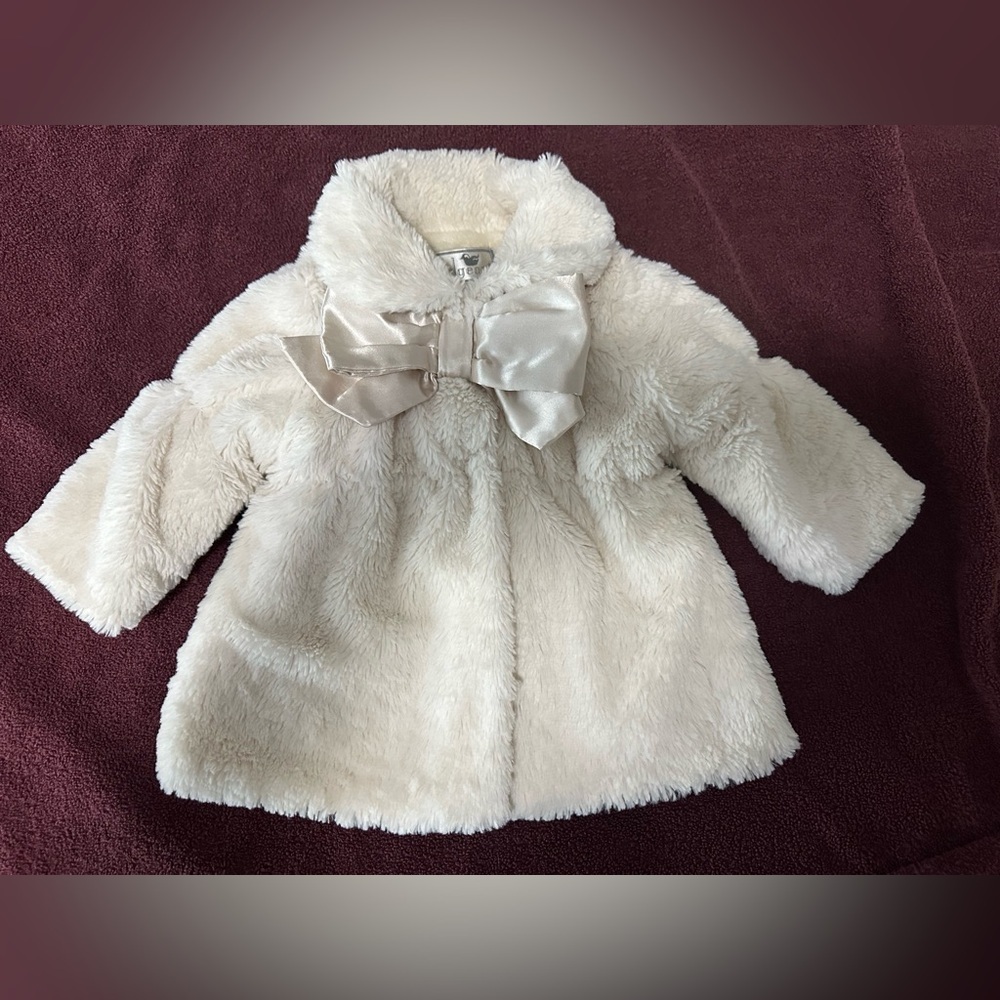 Girl Faux Fur Coat with Bow